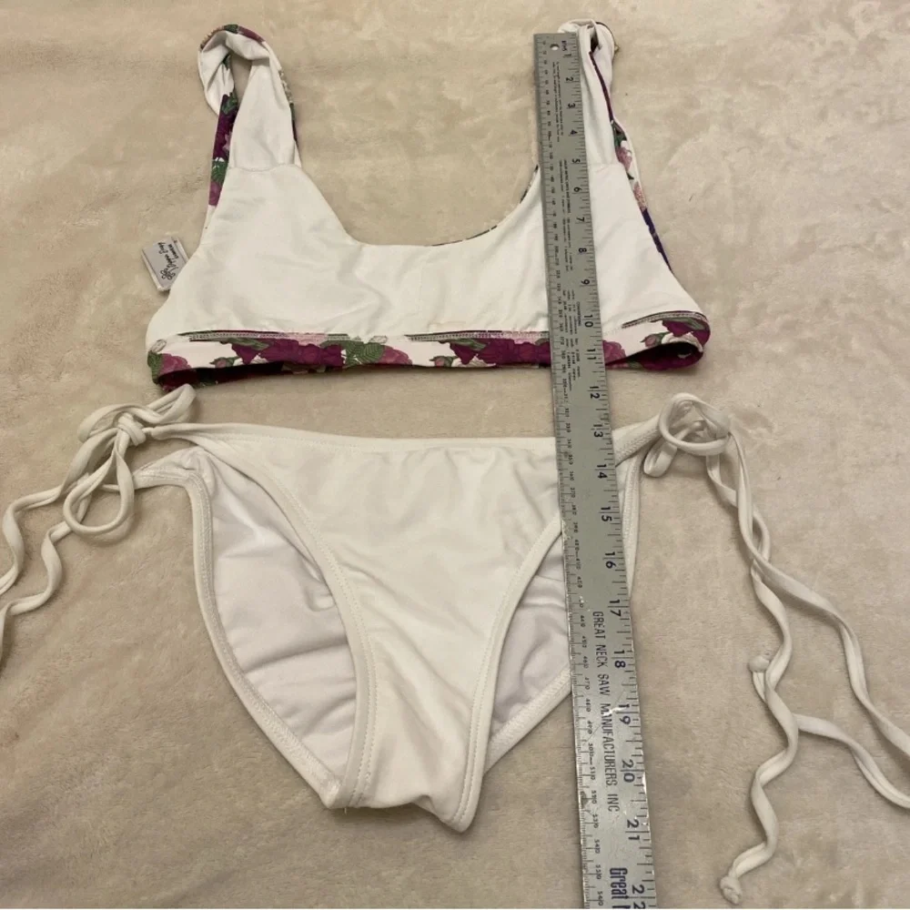 Dippin' Daisy's Floral Bikini Top with White Tie Bottoms